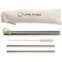 Reusable Straws, Metal Straws, Stainless Steel Straws, Set of 2, with Travel Case, Cleaning Brush - Straight Straw Kit - Portable for Personal Use, 8.5 inches, Drinking Accessories, by Lime Skies