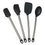 Elite Kitchenware? Stainless Steel Kitchen Utensil Set - 4 Piece Silicone Cooking Utensils with Large & Small Spatulas, Serving Spoon & Turner Flipper Spatula - Spatula Set