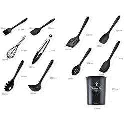 Silicone Kitchenware - All Inclusive Silicone Kitchen Cutlery Set of 11 Pieces, Nonstick Cookware Shovel | Kitchen Tool Set of 10 Kitchenware, red