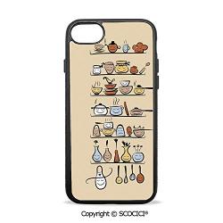 SCOCICI Non-Slip Drop Protection Smart Cell Phone Case Kitchenware and Utensils Appliances Ornaments Spice Rack Vintage Retro Style Design Compatible with iPhone 8