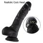 GVN 8 Inch Silicone D-i-l-d-o with Handsfree Suction Cup Male Toys. (black)