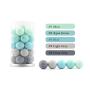 HAO JIE Baby Silicone Teething Beads 15MM 50pcs BPA Free Food Grade Teething Beads Green and Grey Series DIY Jewelry Chewable Nursing Necklace Accessories