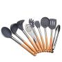 9 pieces Wooden Handle Silicone Kitchenware Set Plastic Cooking Tools Cookware Kitchen Tools