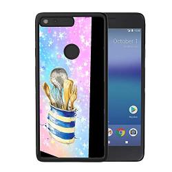 Google Pixel Case with Kitchenware Pattern Whimsical Design Bumper Black Soft TPU and PC Protection Anti-Slippery &Fingerprint Case for Google Pixel