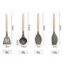 Wooden Handle Silicone Kitchenware Non-Stick Pan Silicone Kitchen Utensils Cooking Tools Kitchen Utensils High Toughness,Egg Beater A