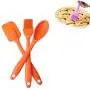 3PCS Silicone Spatula Spoon Brush Set Cooking Utensil Tool Kit Heat Resistant Basting Brush Silicone Kitchenware Random Color
