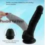 Big Eggs Super Realistic Dildo, Slightly Bendable 8 Inch Premium Liquid Silicone Penis Dong with Suction Cup,Sex Toys for Women, Female Massage Anal Masturbation, Black