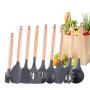 Non-slip Silicone Sleeve Beech Handle Silicone Kitchenware 9 Piece Set Non-stick Pan Spatula Spoon