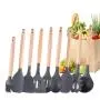 Non-slip Silicone Sleeve Beech Handle Silicone Kitchenware 9 Piece Set Non-stick Pan Spatula Spoon