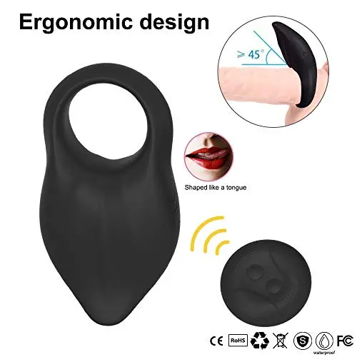 Xoolover Vibrating Cock Ring,Electric Penis Ring Vibrator 10 Vibration Modes Liquid Silicone Rubber Endothermic Vibrator Rings with Wireless Remote Control Sex Toy for Male or Couples