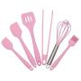 firlar 6pcs Silicone Baking Utensils Set, Pink Silicone Egg Beater Spoon Clip Spatula Oil Brush Kitchenware Hand Whisk Mixer Cookware Set
