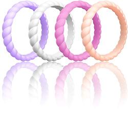 ThunderFit Womens Thin Swivel Rings, 10 Rings / 8 Rings / 4 Rings / 1 Ring - Stackable Silicone Wedding Rings - 2.5mm Wide - 2mm Thick