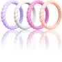 ThunderFit Womens Thin Swivel Rings, 10 Rings / 8 Rings / 4 Rings / 1 Ring - Stackable Silicone Wedding Rings - 2.5mm Wide - 2mm Thick