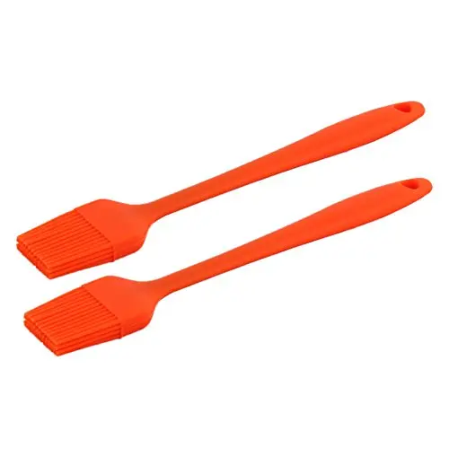 uxcell Silicone Home Barbecue Meet Sauce Oil Painting Brush 2 PCS Orange