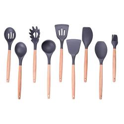 SKYyao Kitchen utensil set Wooden handle Silicone Cookware set non-stick pot kitchenware Silicone