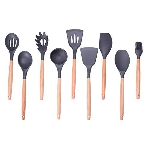 SKYyao Kitchen utensil set Wooden handle Silicone Cookware set non-stick pot kitchenware Silicone