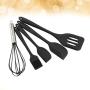 BESTONZON 5 Pcs Kitchenware Suit Silicone Pastry Cook Baking Set Shovel Scraper Brush Whisk Set Home Kitchen Tool (Black)