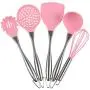 2019 latest 5PCS stainless steel silicone kitchenware set 5 sizes - silicone kitchenware set - kitchen tool accessories (Pink 5(PCS))