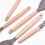 Wood handle Cooking Tools Silicone Kitchen Utensils Gadgets Kitchenware Set Spatula Shovel Spoon Home Kitchen Tools,F