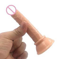 LAKEHUAO New Arrive 14.52.2CM Mini Dildo Realistic Insert Length with Suction Cup Silicone Toys for Woman Men Games Tools