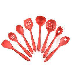 Silicone kitchenware set of 8 High temperature non-stick spoon shovel Household cooking spoon colander