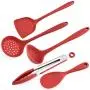 Kitchenware Set, Silicone Shovel Spoon Kitchen Cooking Utensils Heat-Resistant Kitchen Baking Tool For Kitchen Non-Stick Cookware, red