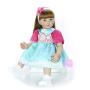 KEIUMI 24 Inch Newborn Girl Realistic Reborn Baby Doll Cloth Body 60 cm with Long Hair Toddler Birthday Gifts (Blue)