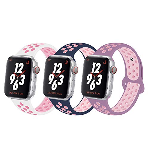 YC YANCH Compatible for Apple Watch Band 38mm 40mm 42mm 44mm,Soft Silicone Sport Band Replacement Wrist Strap Compatible for iWatch Apple Watch Series 4/3/2/1,Nike+,Sport,Edition, S/M M/L Size