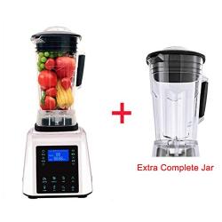 Automatic Digital Touchscreen 3Hp 2L Professional Blender Mixer Juicer High Power Food Processor Green Fruit Smoothies,White Extra Jar,Us Plug