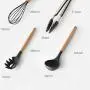 11pcs set Silicone Kitchenware Set Kitchenware Eggbeater Scoop Household Wood Handle Cooking Tools Shovel Oil Brush