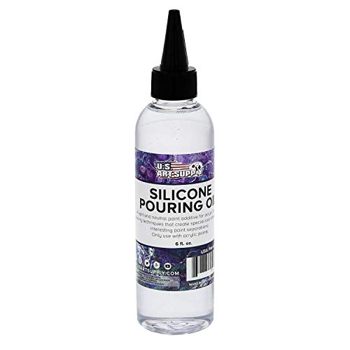 U.S. Art Supply Silicone Pouring Oil - 6-Ounce - 100% Silicone for Dramatic Cell Creation in Acrylic Paint