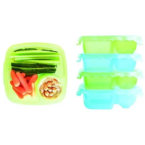 Tovla Kids Lunch and Snack Containers - 5 Colorful Plastic Meal Prep Bento Boxes with Sauce Compartment - Containers for Adults, Kids & Toddlers - Microwave, Dishwasher & Freezer Safe Tupperware