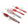 Heat-Resistant Silicone Cooking Utensils Pots Tool Sets Non-stick Cookware Set Baking Tool Kit Kitchenware 10 pcs/Pack (red)