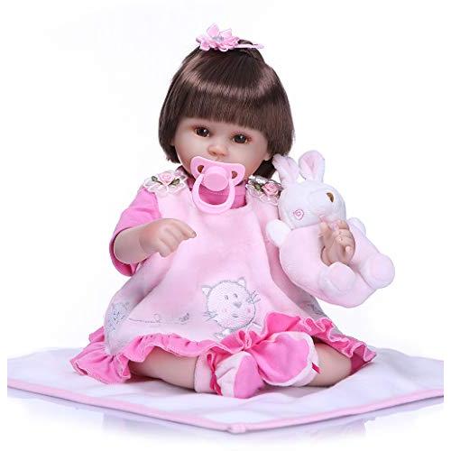 Pinky 17" 43cm Lifelike Reborn Baby Girl Dolls Soft Silicone Doll Realistic Looking Newborn Dolls Real Touch Doll Toddler Cute Toy Child Birthday and Xmas Gift