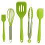 10 Pcs Silicone Kitchen Cooking Set - Kitchenware Utensils Baking Tool Nonstick Heat Resistant Cookware Turner Brush Spoon Spatulas Green