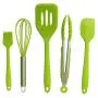 10 Piece Silicone Kitchen Utensils Set - Kitchenware Cooking Baking Tool Heat Resistant Nonstick Cookware,Brush,Tongs,Spoon,Spatulas Green