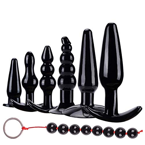 SGwen Beginner Anales Trainer Kits 7 Pcs/Set Silicone Comfortable Small Training Expander Black Insert Toys Stick