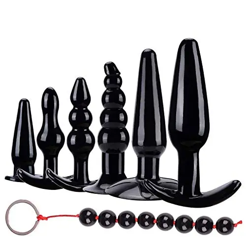 SGwen Beginner Anales Trainer Kits 7 Pcs/Set Silicone Comfortable Small Training Expander Black Insert Toys Stick