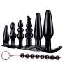 SGwen Beginner Anales Trainer Kits 7 Pcs/Set Silicone Comfortable Small Training Expander Black Insert Toys Stick