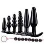 SGwen Beginner Anales Trainer Kits 7 Pcs/Set Silicone Comfortable Small Training Expander Black Insert Toys Stick