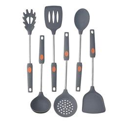 Silicone kitchenware Grey Silicone Kitchen Utensils 6 Piece Silicone Kitchen Utensil Set Set Kitchen Tools And Gadgets Best For Any Occasion Of Housewarming Gifts (Color : Gray, Size : 6 Piece Set)