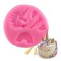 Unicorn Molds Silicone Qingo Mini Unicorn Horn Ears Flower And Cupcake Topper Fondant Chocolate Unicorn Cake Mold Set For Baby Birthday Party (3Pcs)