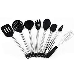 Kitchenware set, 8 piece set of silicone kitchen utensils, stainless steel handle, heat resistant and nonstick cooking tools