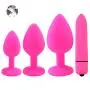 AnLing 4pcs/Set Silicone Beginner Anales Trainer Kits Men and Women Share Pleasure Trainer Kits and 10-Speeds Toy (Pink)