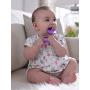 Mombella Dancing Elephant Silicone Baby Teether &Toothbrush for Teeth Beginning & Eruption Period. Relieve Pain&Itch, Clean Tongue&Gum. with a Free Clip, Purple, 3M+