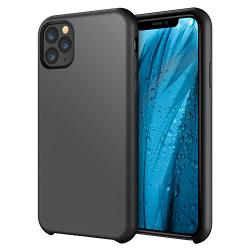 iPhone 11 Pro Case 5.8 inch FLOVEME Liquid Silicone Gel Rubber Soft Protective Mobile Phone Case Compatible with iPhone 11 Pro 2019 Soft Flannel Lining Shockproof Basic Phone Cover (Black)