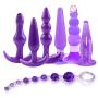 Mayli Beginner Anales Trainer Kits Silicone Beginner Starter Set Toys with T-bar Base, 7Pcs/Set