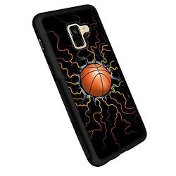 Samsung A8 Case with Basketball Fire Pattern Whimsical Design Bumper Black Soft TPU and PC Protection Anti-Slippery &Fingerprint Case for Samsung A8