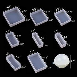 Epoxy Resin Molds LETS RESIN Resin Casting Molds Silicone Square Ball Molds 9PCS Different Sizes, Silicone Resin Mold for Resin Jewelry, Soap, Dried Flower Leaf, Insect Specimen DIY Fans