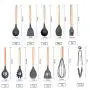 Silicone Kitchenware with Wooden Handle Health and Environmentally Friendly Material Non-stick shovel heat-resistant cooking silicone kitchenware set 7/9/11PCS